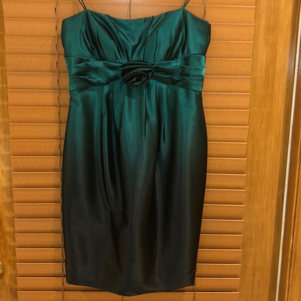Festive green strapless dress